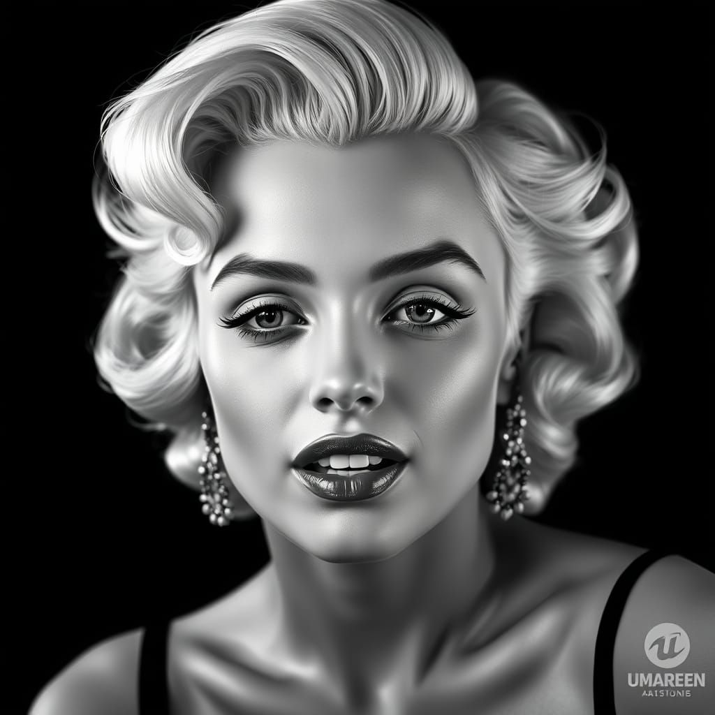 Elegant Black and White Portrait of a Young Marilyn Monroe