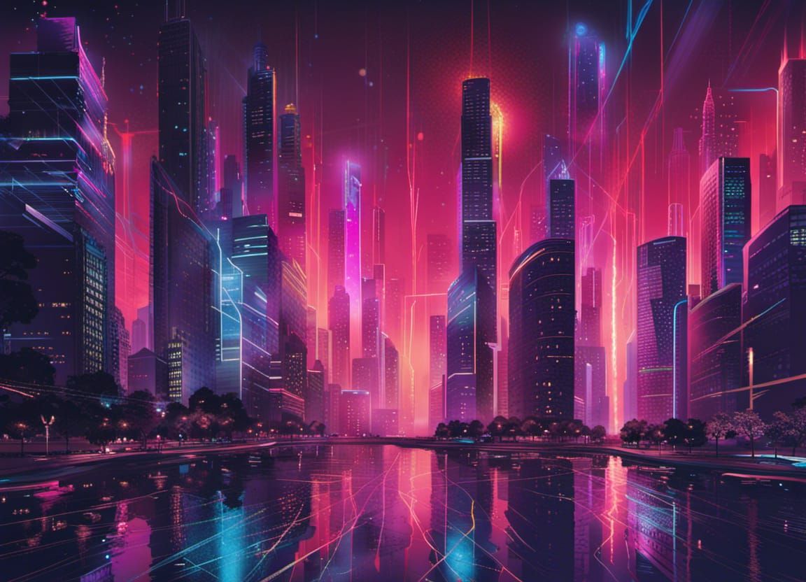 Hyperrealistic Neon City at Twilight