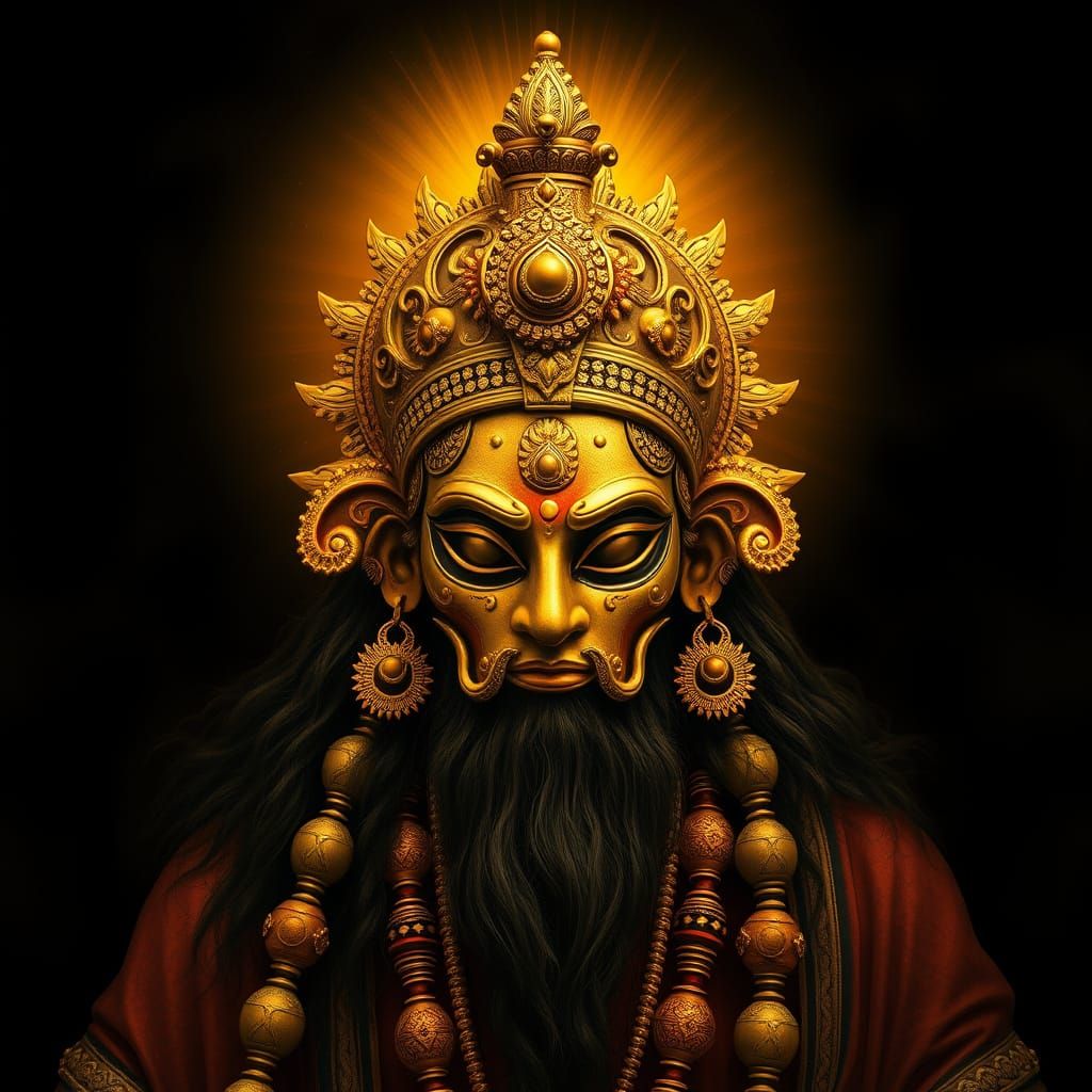 Regal Hindi God of Justice in Golden Splendor