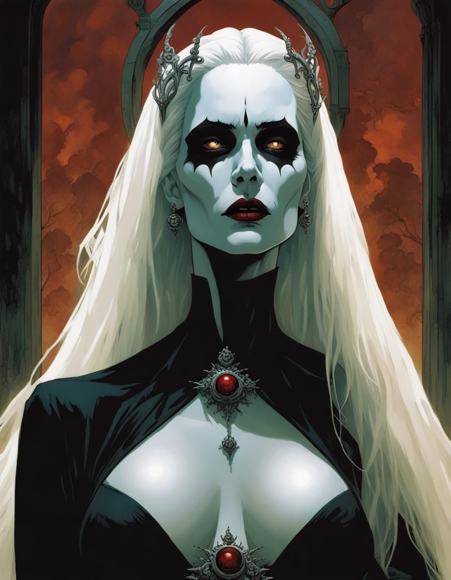 Lady Death Portrait in Dark Academia Style