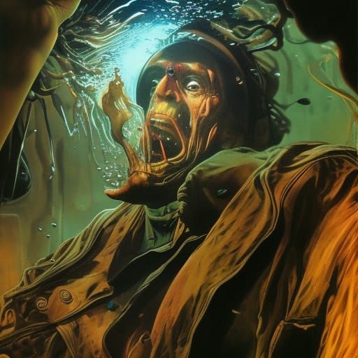 Exploding Thermometer in Wrightson Solarpunk Style