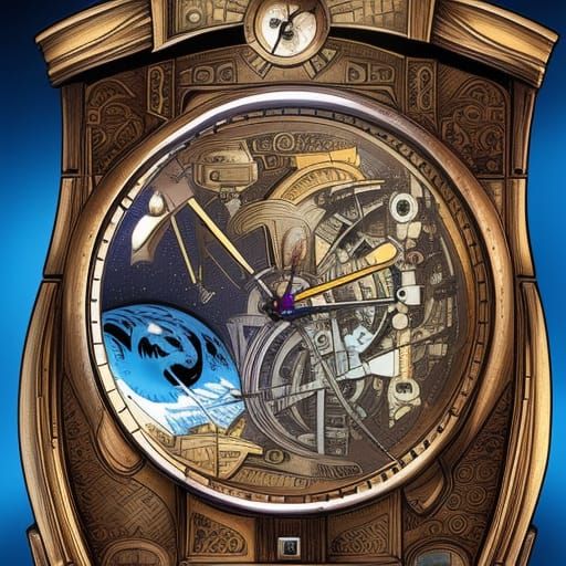 Grandfather Clock in Space, Comic Book Art