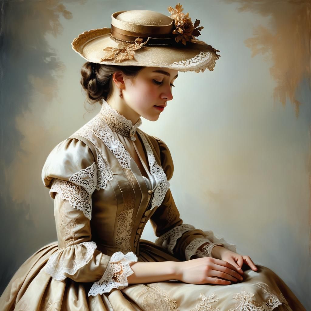 Victorian Woman Portrait in Classic Oil Painting Style