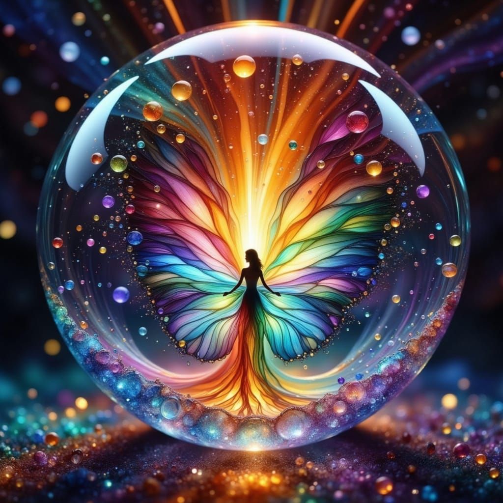 Prismatic Rainbow Light Refraction in Glass Orb