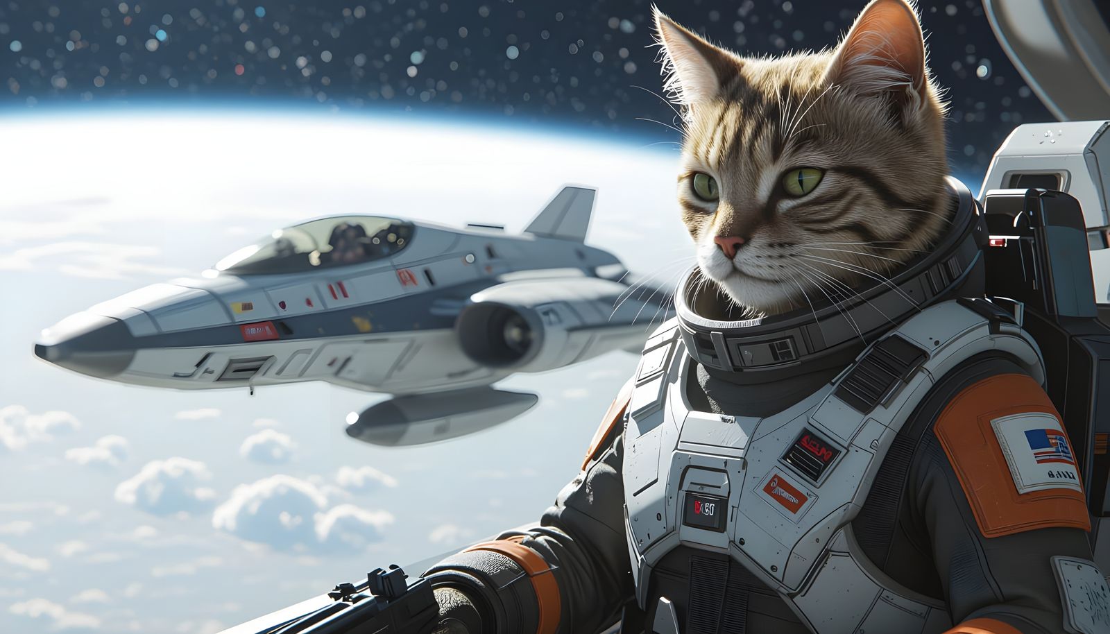 Hyperrealistic Feline Race Ready for Space Travel