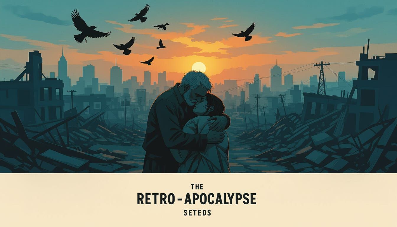 Post-Apocalyptic Scene with Crows in Cinematic Style