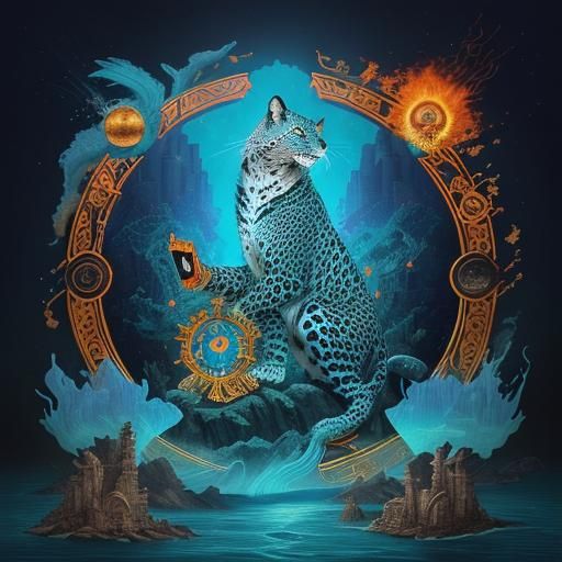 Surreal Jaguar Shaman Cityscape in Visionary Style