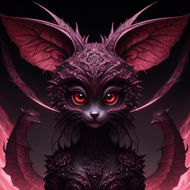 Cute Rose Creature with Big Eyes in Gouache Style