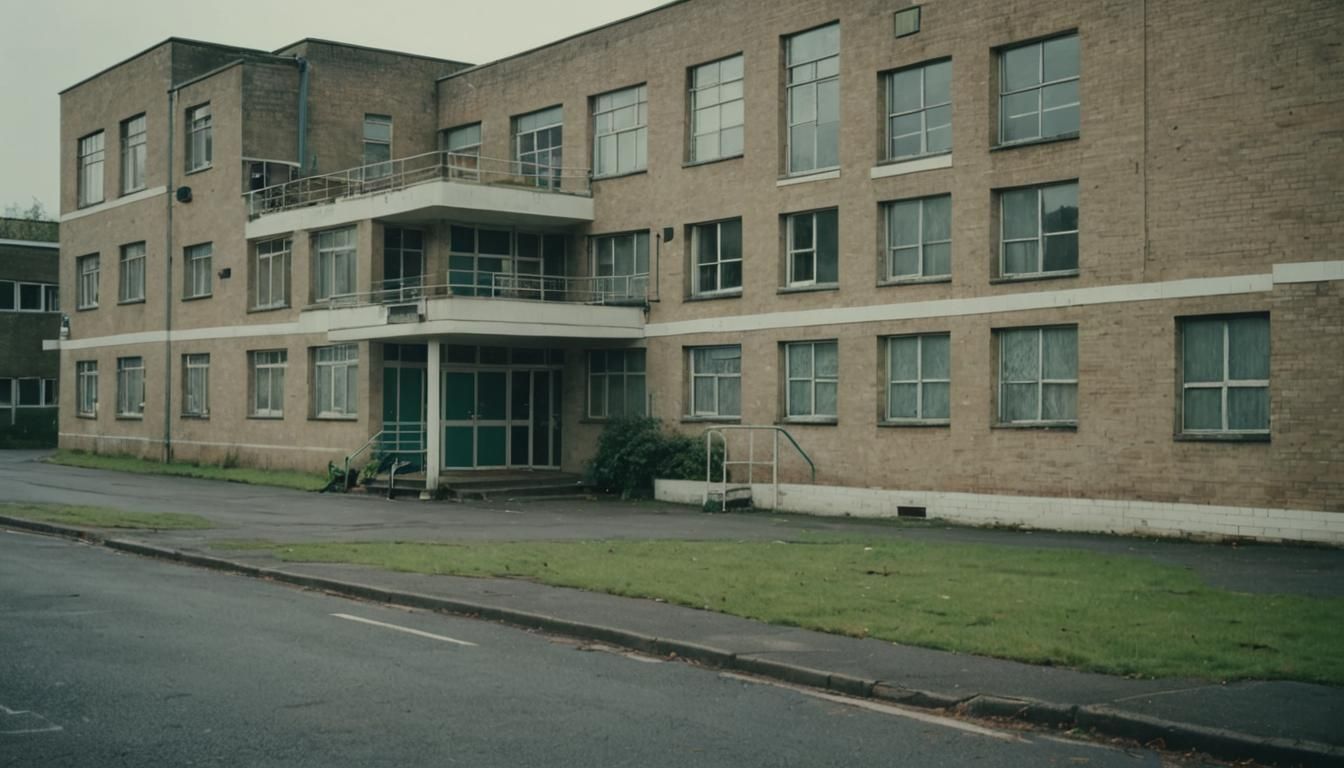 Eerie 1960s Hospital in Cinematic Film Still