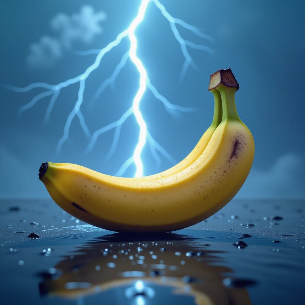 Hyperrealistic Banana Power with Lightning