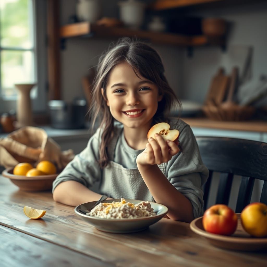 Warm Smile in Cozy Kitchen Setting