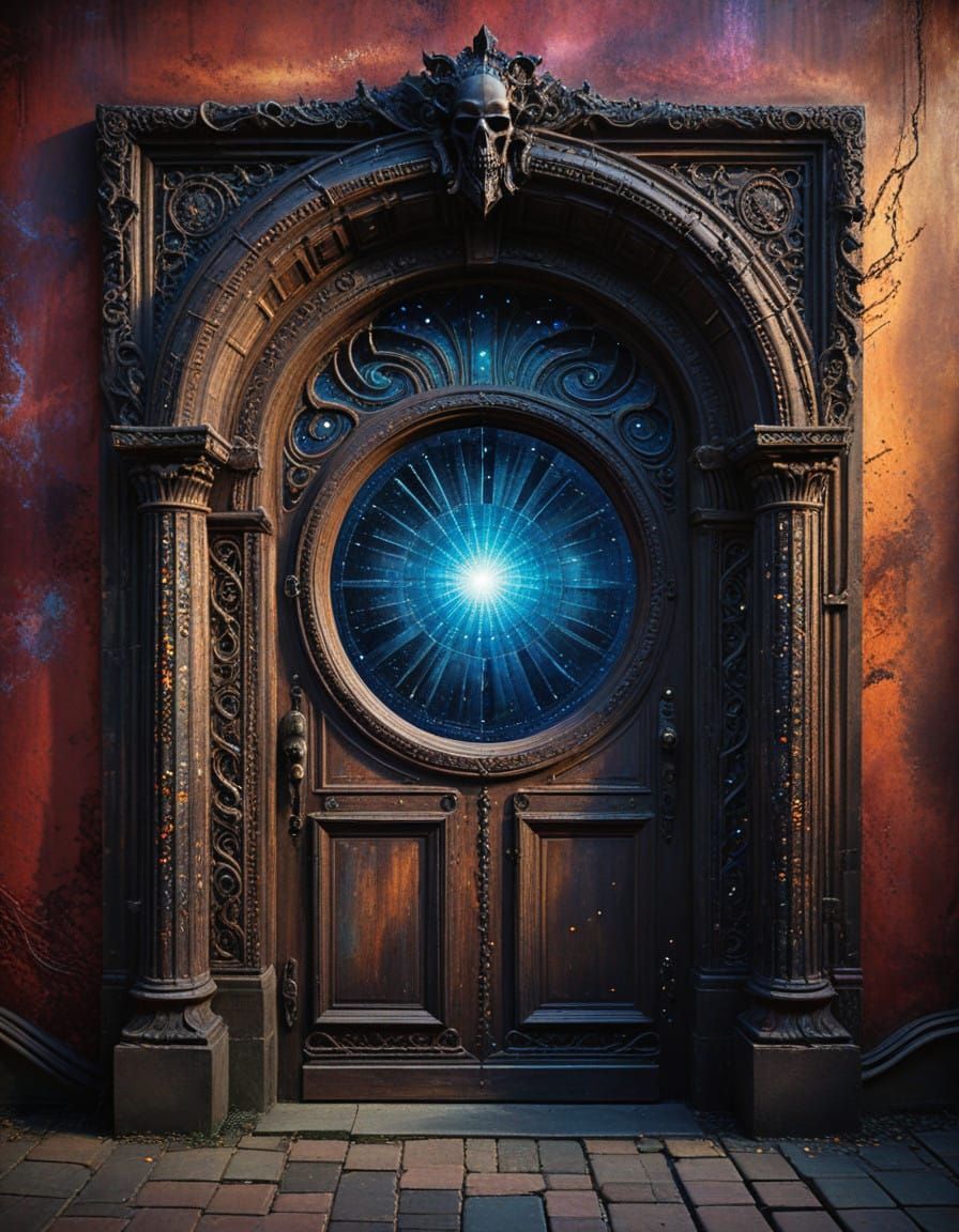blue celestial portal door