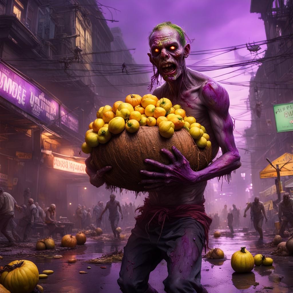 Zombie Coconut Rampage: Dark Fantasy Concept Art
