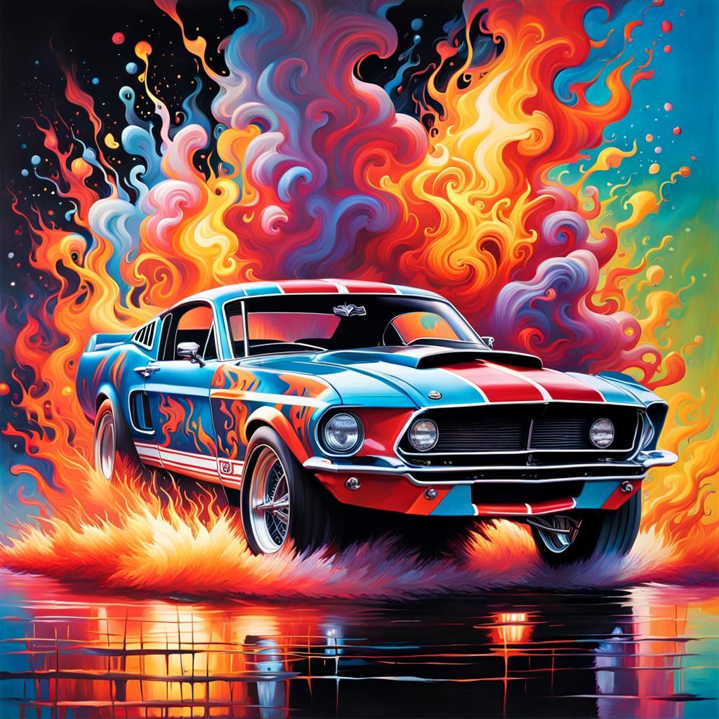 Drag racing Ford Mustang Graffiti style