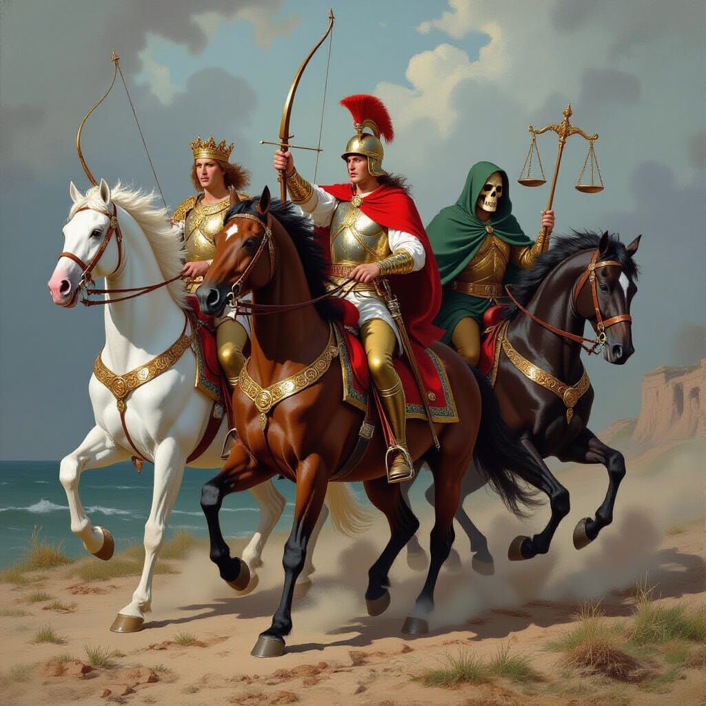 The Four Horsemen of the Apocalypse in Horror Style