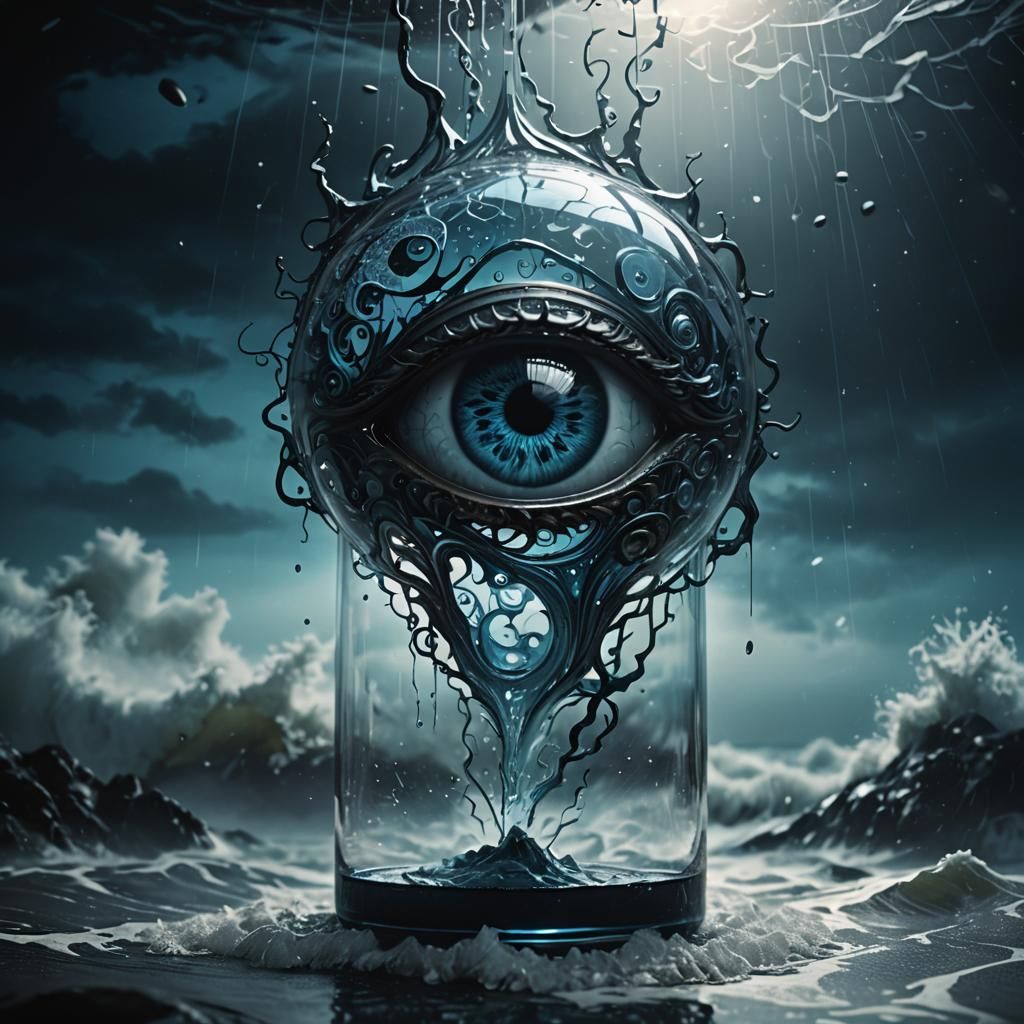 Surreal Glass 'A' in Dark Fantasy Digital Art