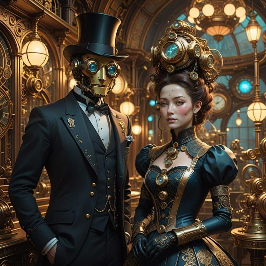 Steampunk Robot in Refined Attire