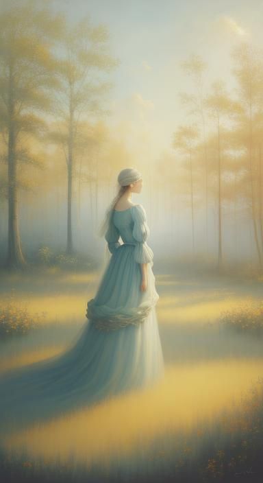 Mysterious Woman in Dreamlike Surrealism Painting