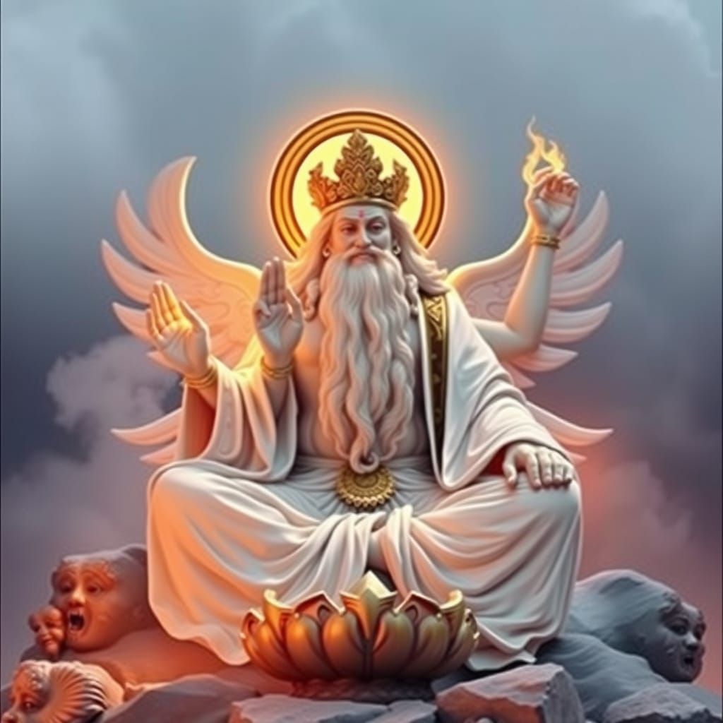 Majestic Divine Figure in Ethereal Setting