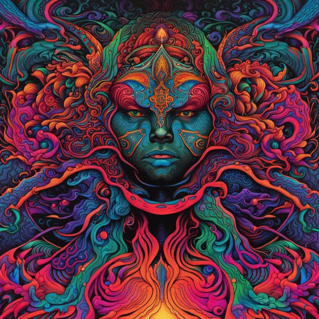 Ayahuasca Trip Vision with Shipibo Patterns in Dark Fantasy ...