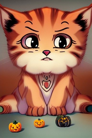 Cute Kitten Pumpkin Fusion: Studio Ghibli Anime