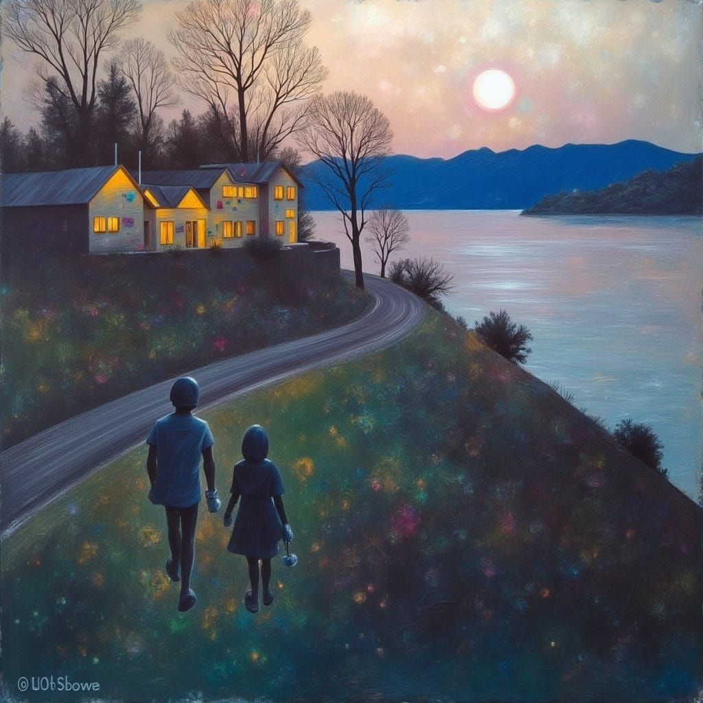 Vibrant Sunset Unfolds in the Sky with Soft Watercolor Brush...