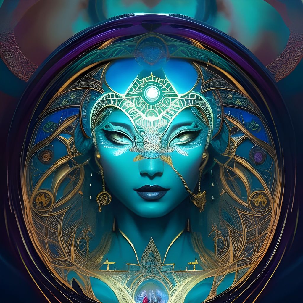 Goddess with Mandala Tattoo: Detailed Digital Portrait