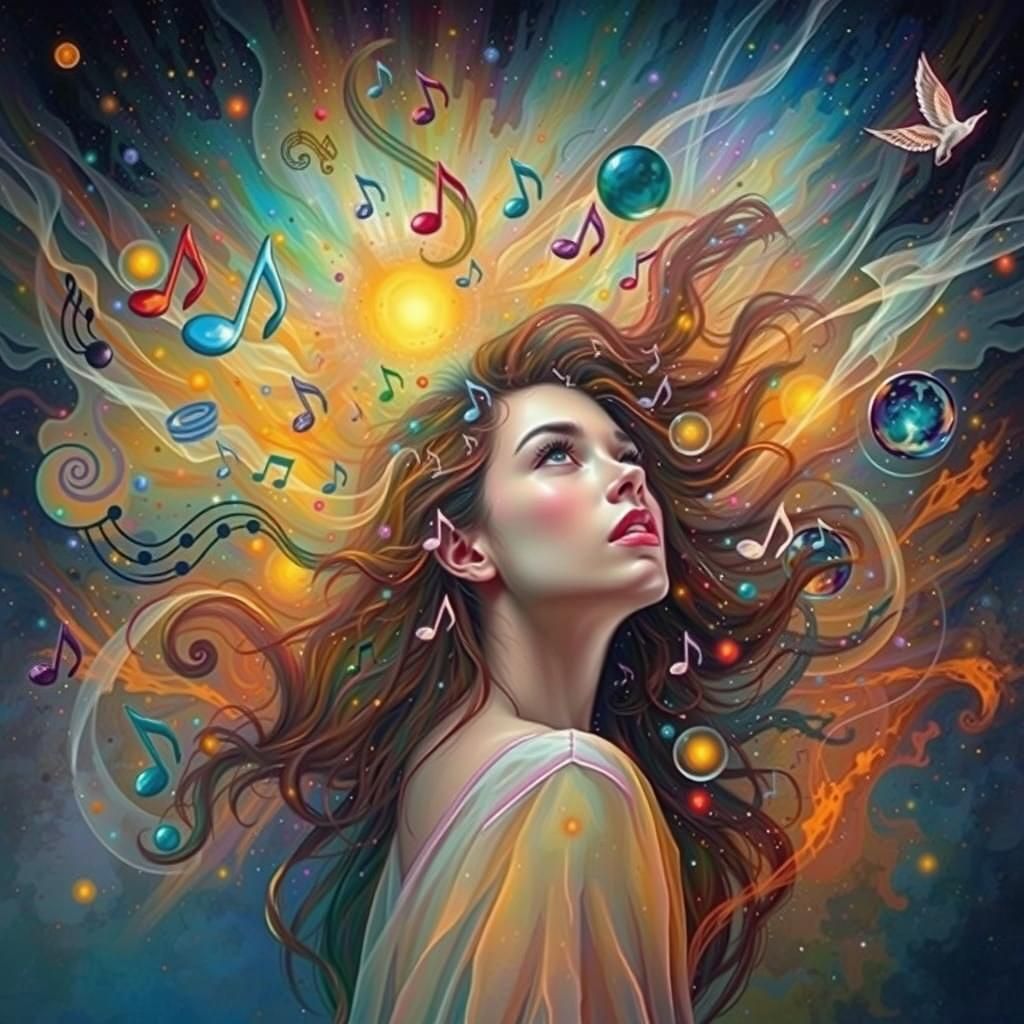 Ethereal Musical Notes Cascade in Smoke