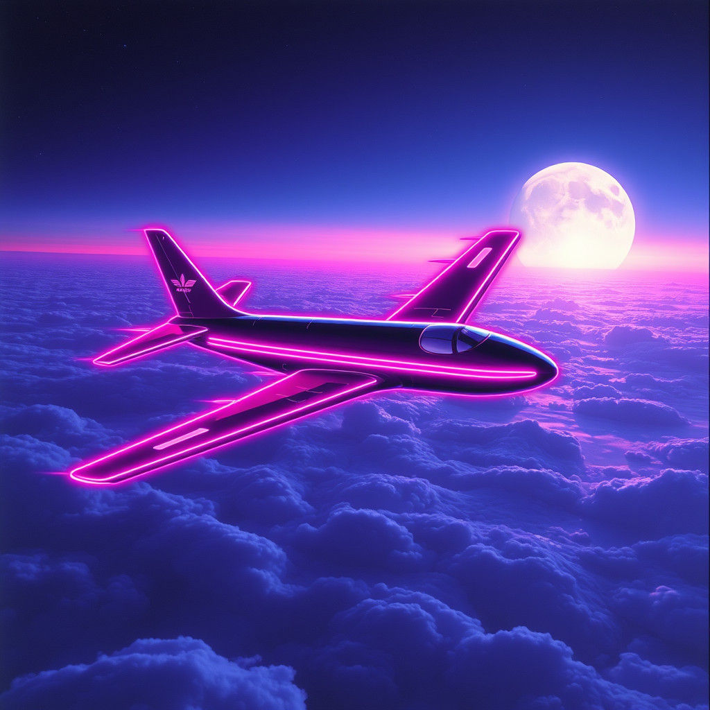Neon Retro Aircraft Loop in Synthwave Style