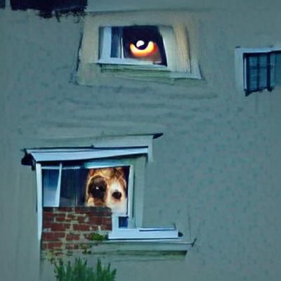 Dog Looking Through Bedroom Window
