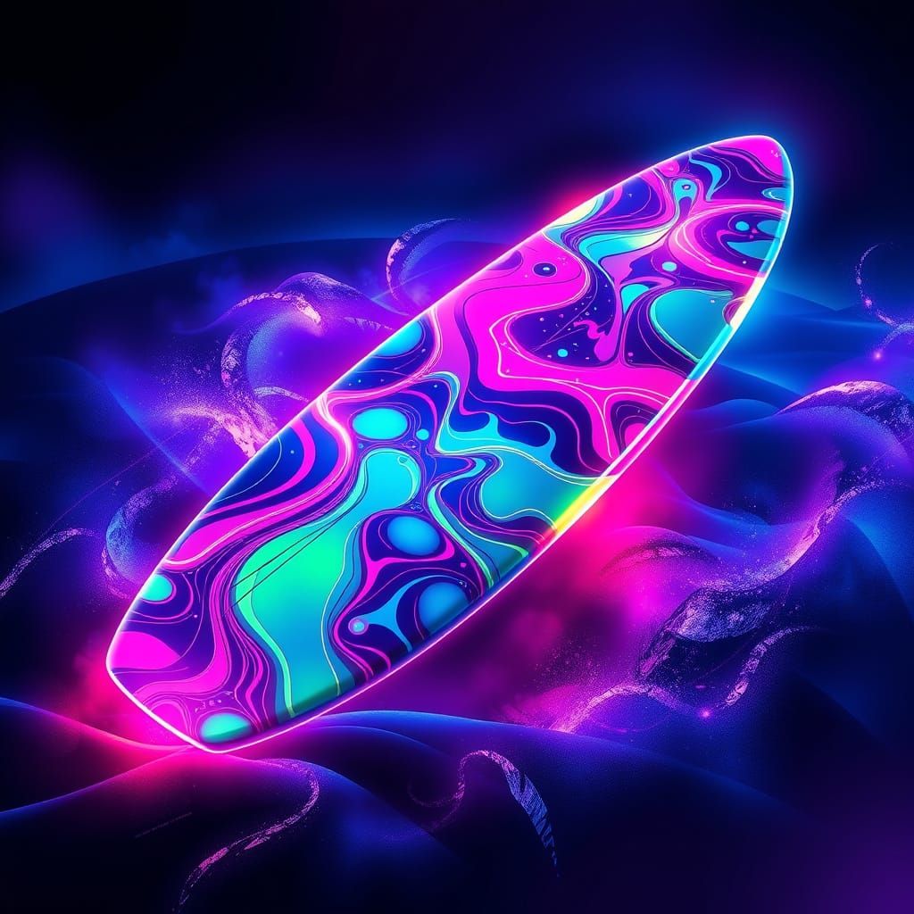 Neon Dreamsurfboard in Retro-Futuristic Style