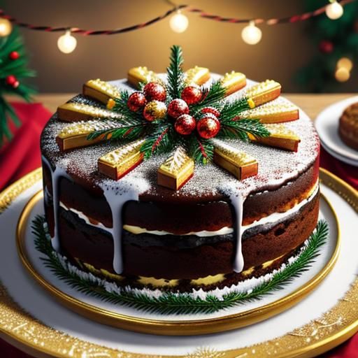 Traditional Christmas Cake in Warm Golden Light