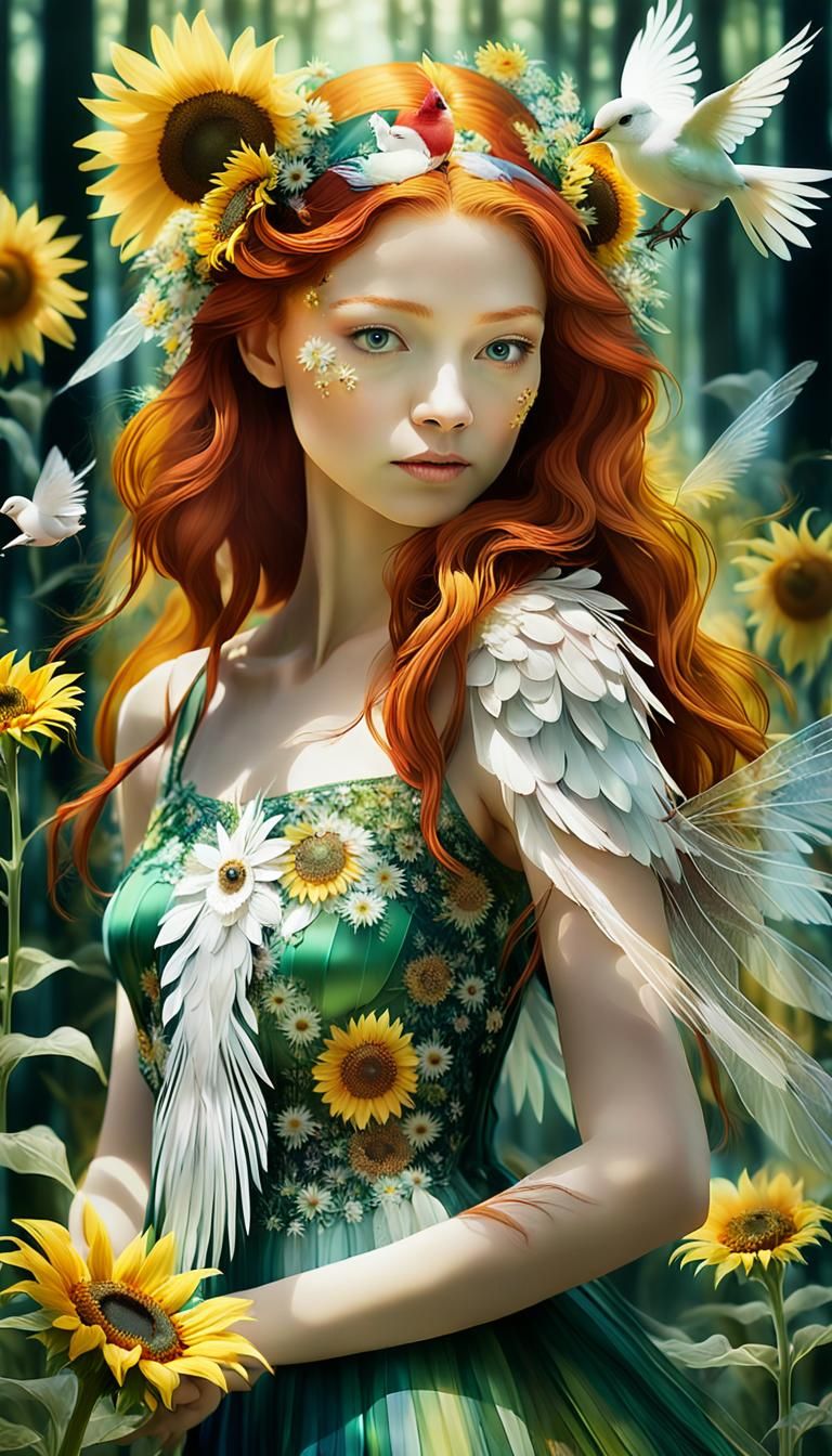 Surreal Fairy Princess in Vibrant Floral Dreamscape