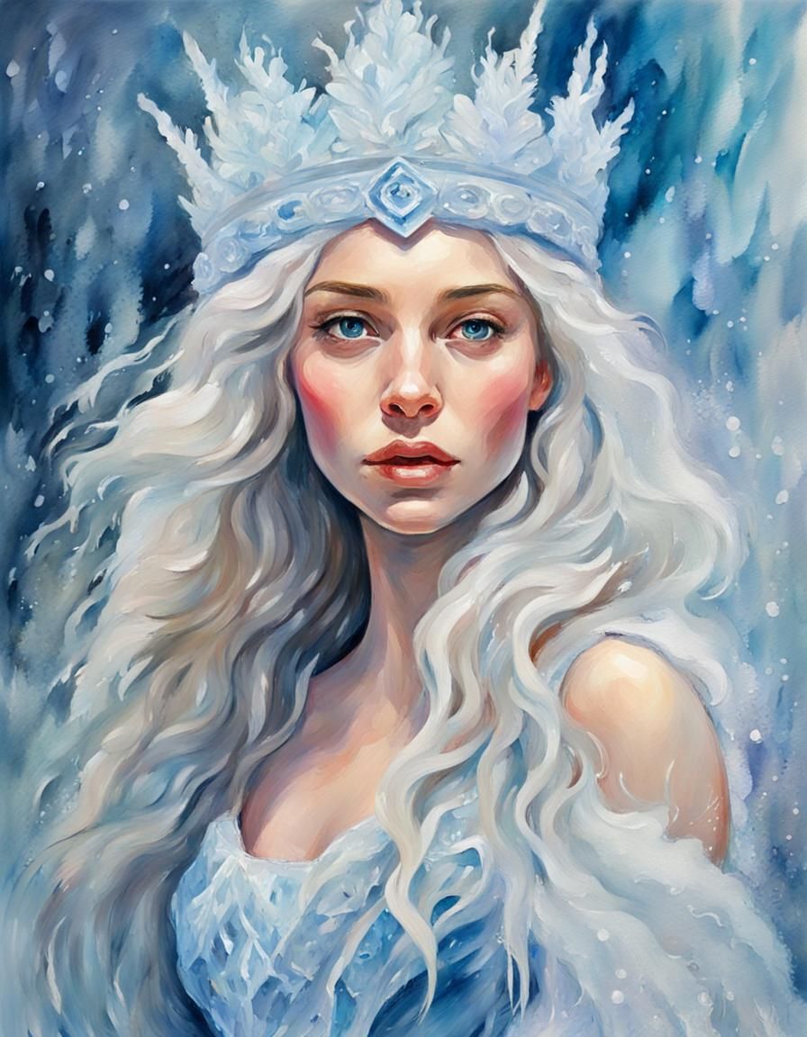 Ice Princess Painting in Gouache Style