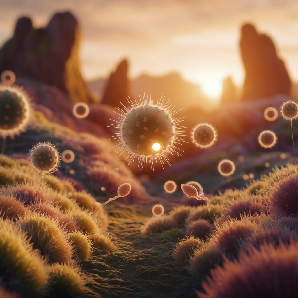 Microbes Play Rugby in Vibrant Digital Art