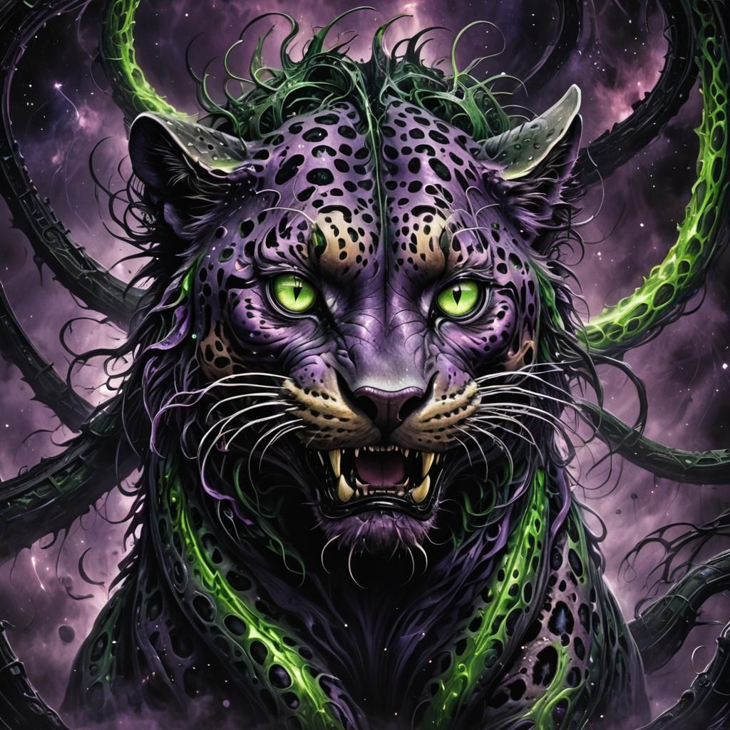 Cosmic Horror: Monstrous Leopard Emerges from Nebula