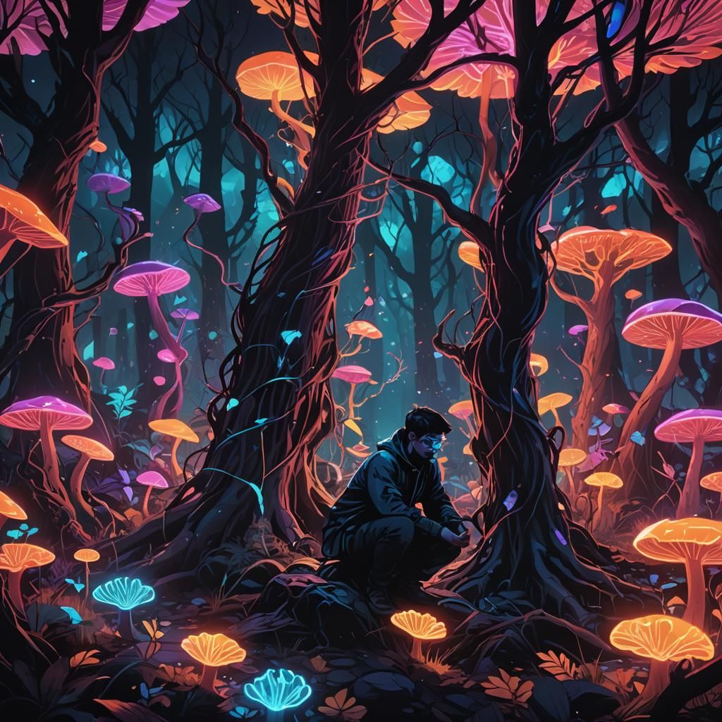 Neon Apocalypse: Glowing Trees and Distorted Animals