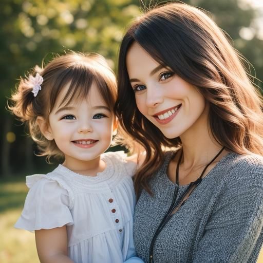 Mother and Daughter Portrait: Joyful Caucasian Family