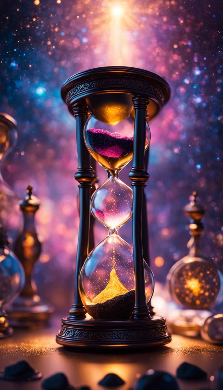 Breathtaking Cosmic Hourglass in Vibrant Triadic Colors