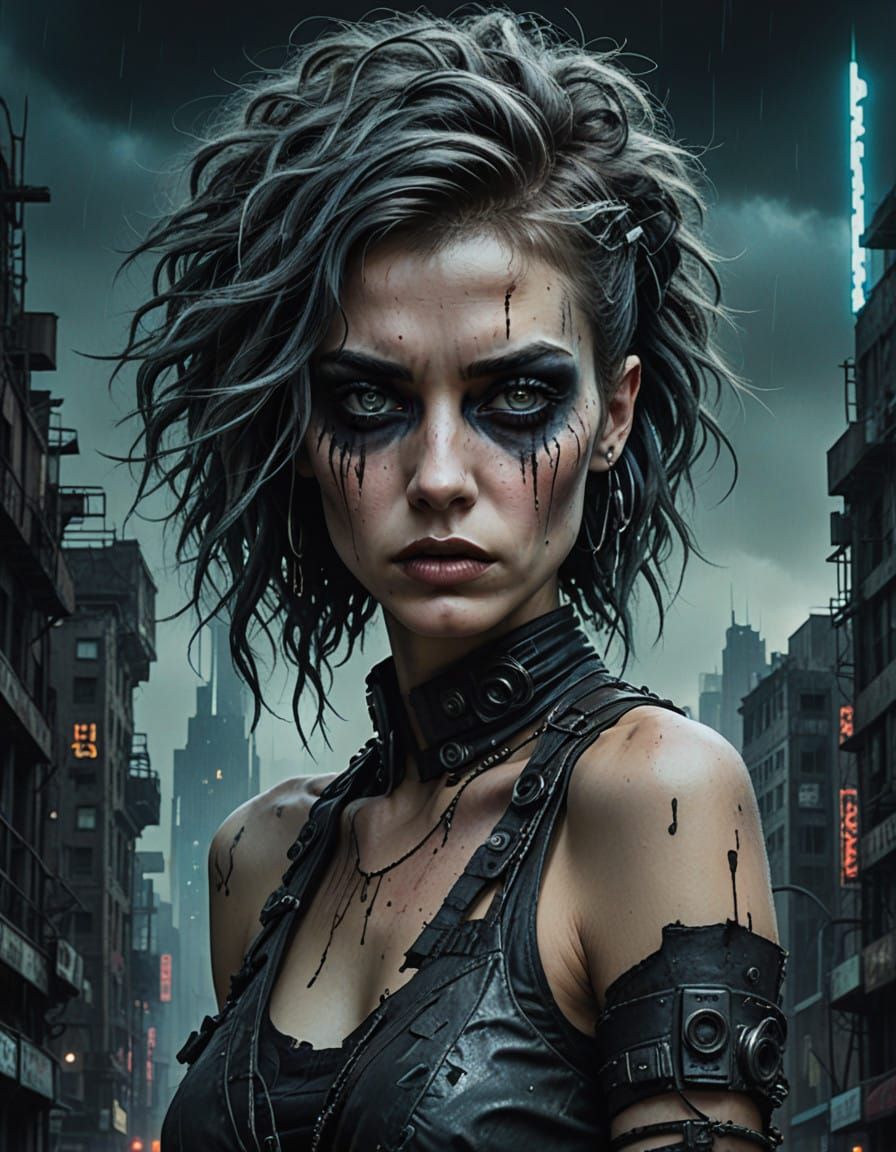 Rebel Goddess of the Ruins in Dark Art Deco Punk