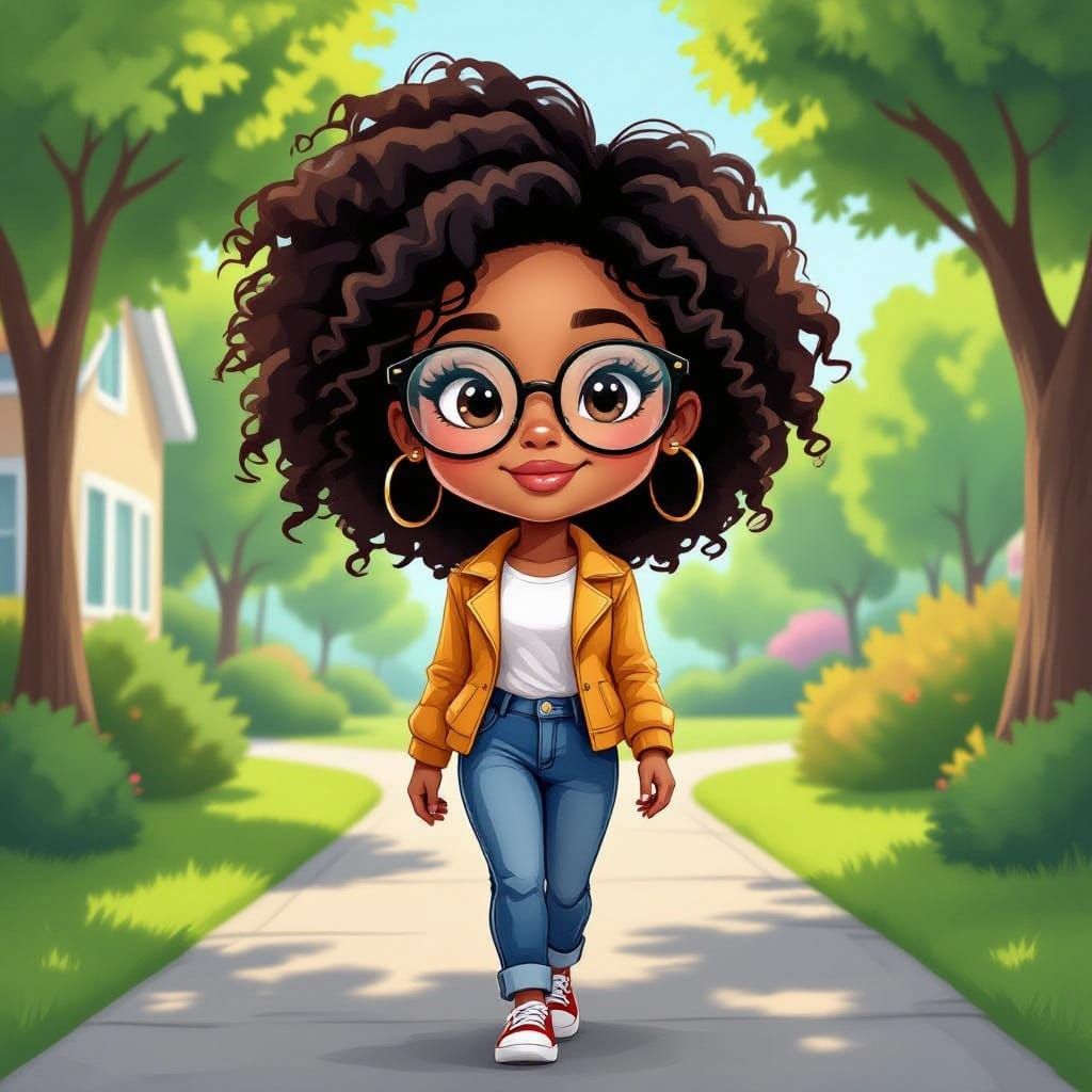 Neosoul Caricature: Black Girl Walking