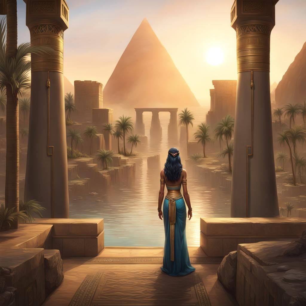 Egyptian Priestess Portrait in Hyperdetailed Style