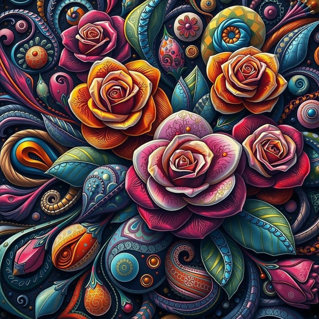 Dramatic Rose Bouquet with Fractal Details