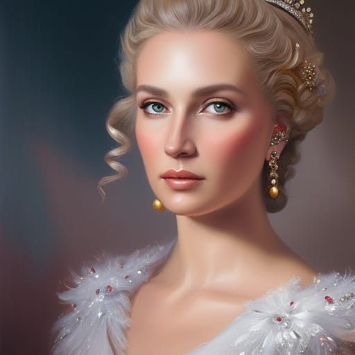 Queen Charlotte Portrait in Detailed Oil Painting