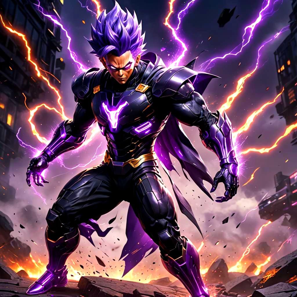 Cybernetic Villain Transforms with Purple Energy
