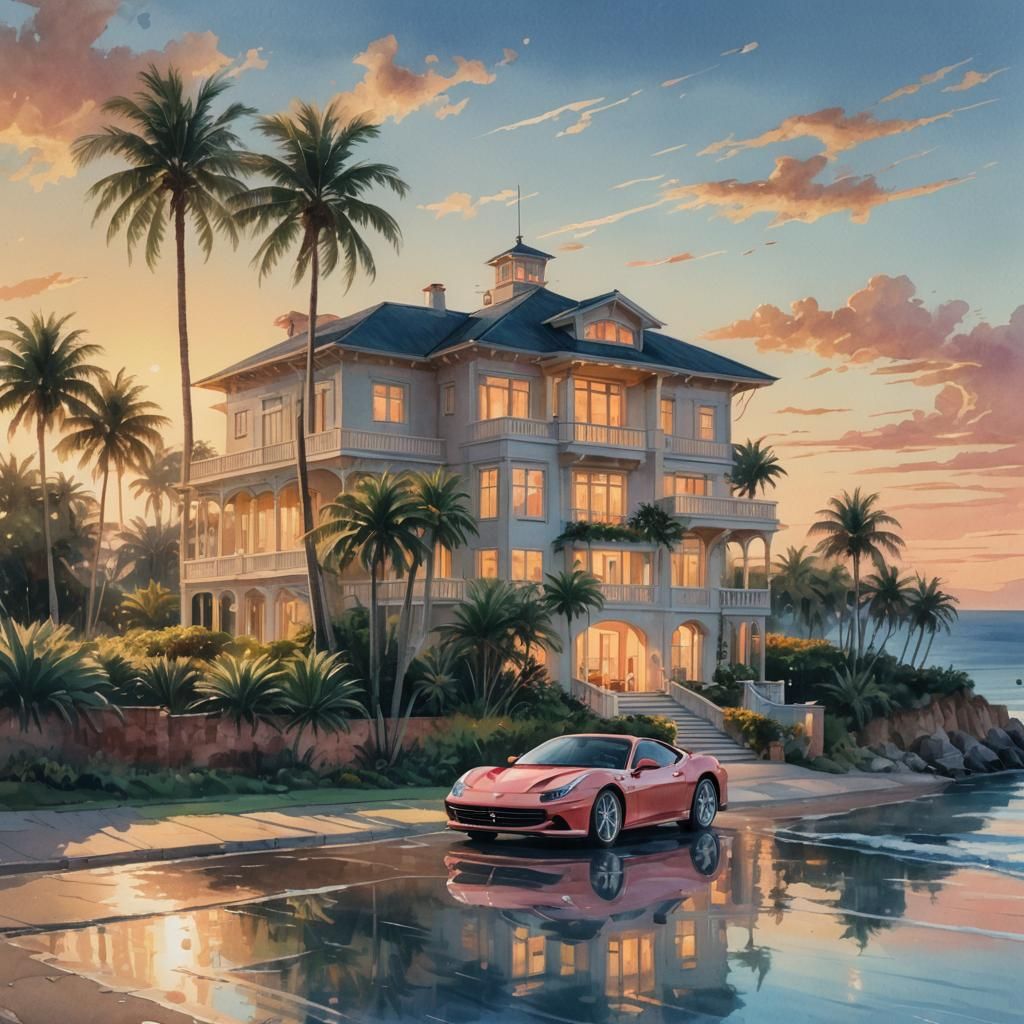 Luxury House with Ferrari and Ocean View