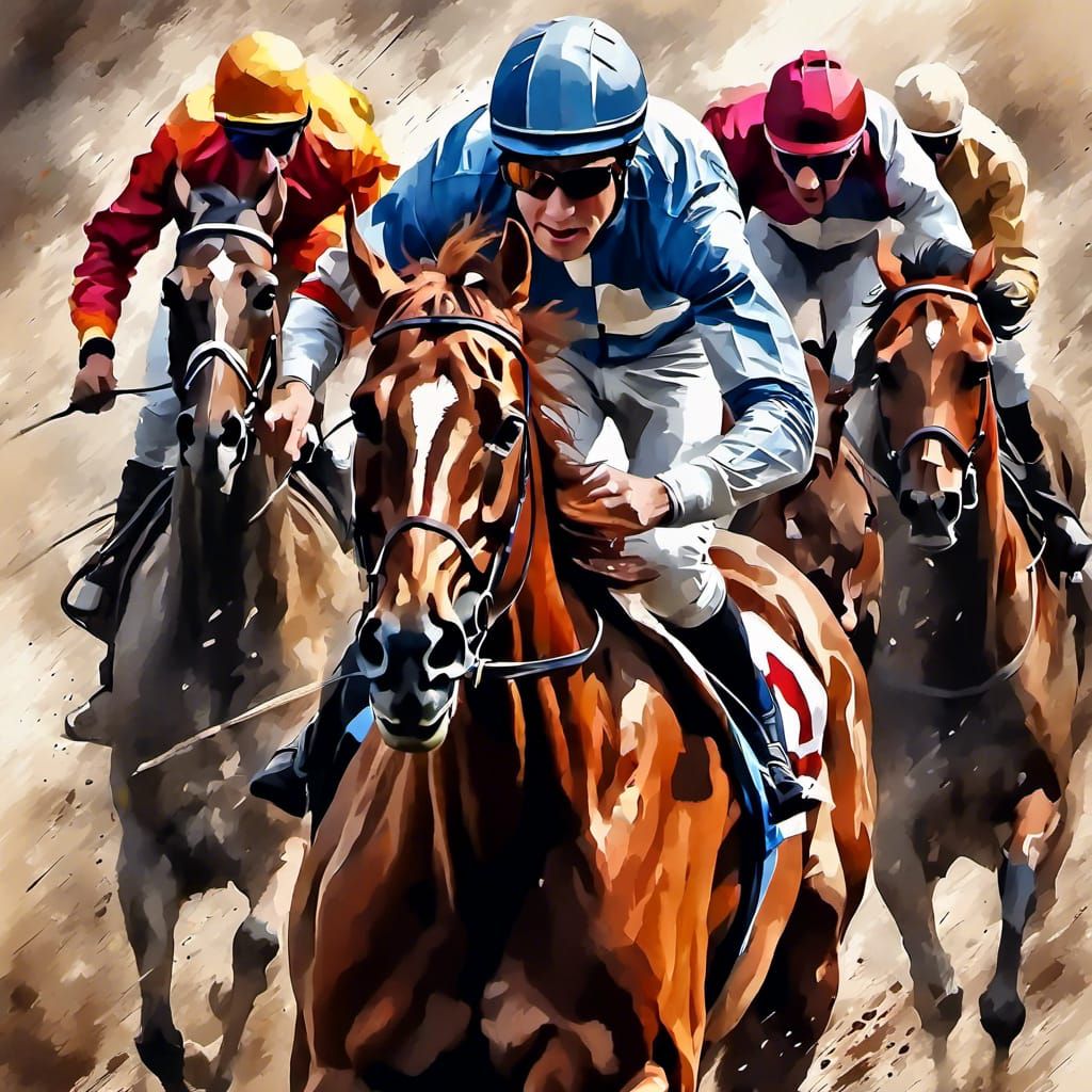 Vibrant Horse Race Captures Speed and Energy