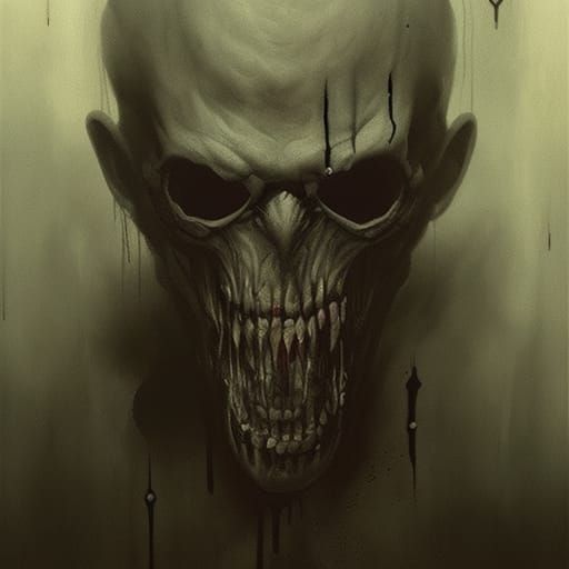 Sinister Demon Skull in Horror Film Style