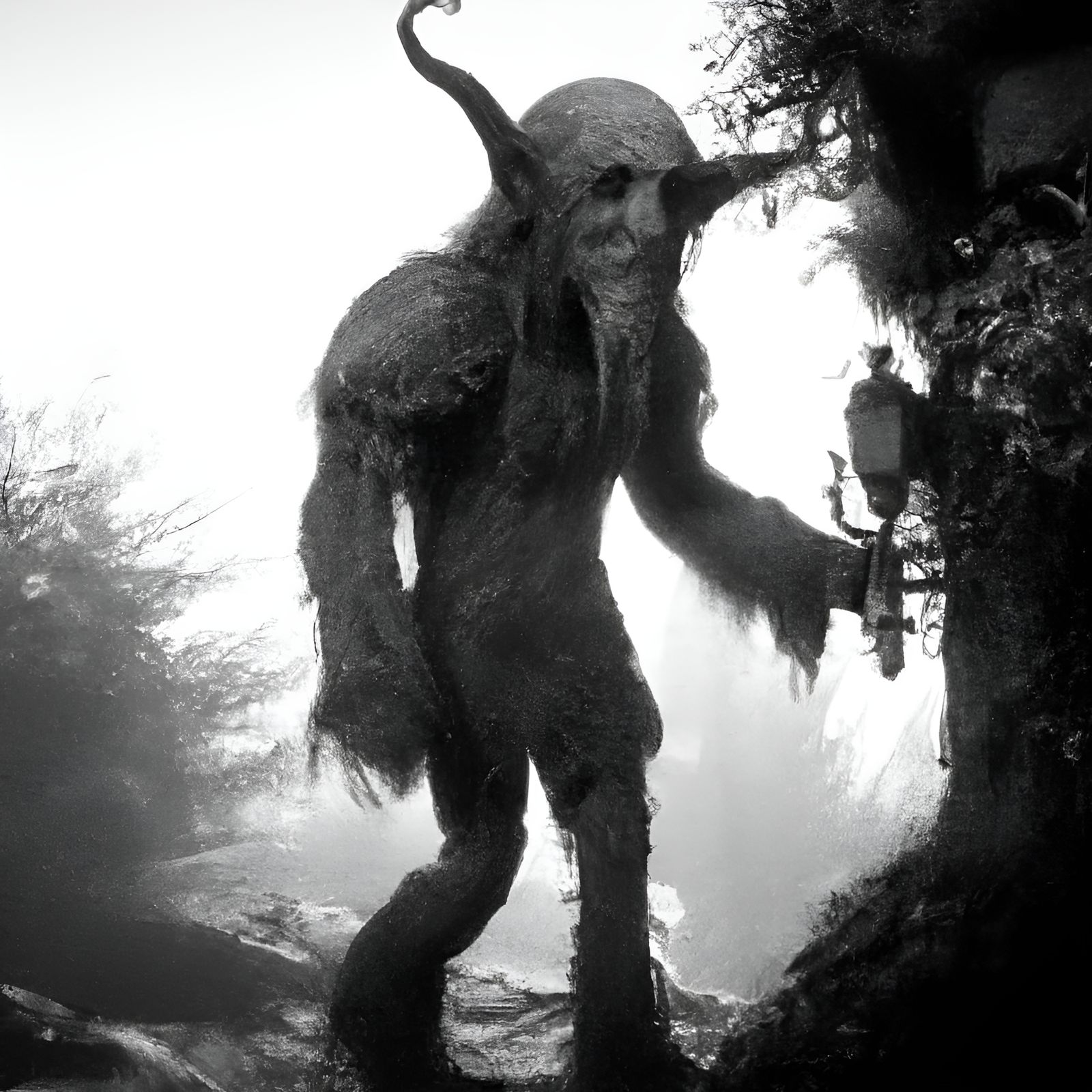 Eldritch Pagan Demon in Ominous Liminal Space