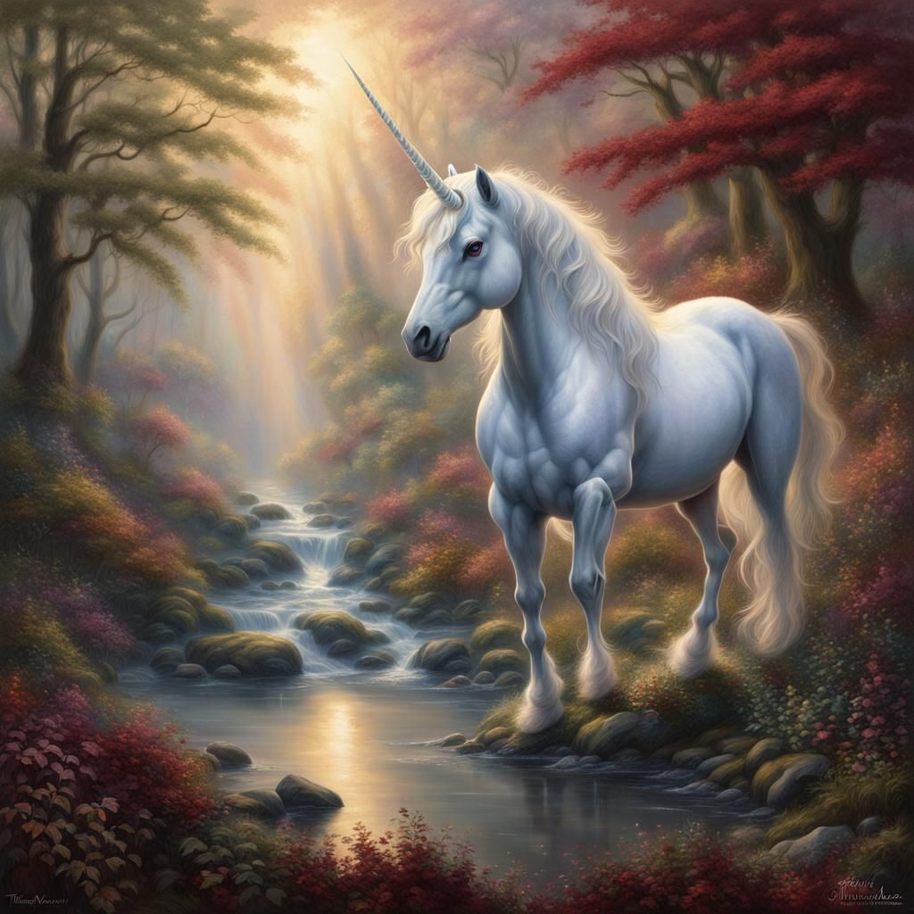 Ethereal Male Unicorn with Blonde Fur